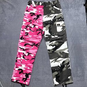 Rokit Gunner Pants Mens S/M Multicolor Camouflage Cargo Pockets Straight Leg